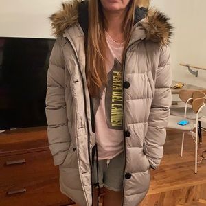 Maison Scotch Beige Down Feather Parka